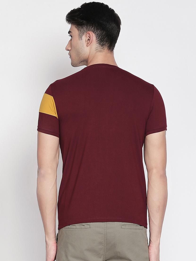 maroon chest print t-shirt - 16907856 - Standard Image - 2