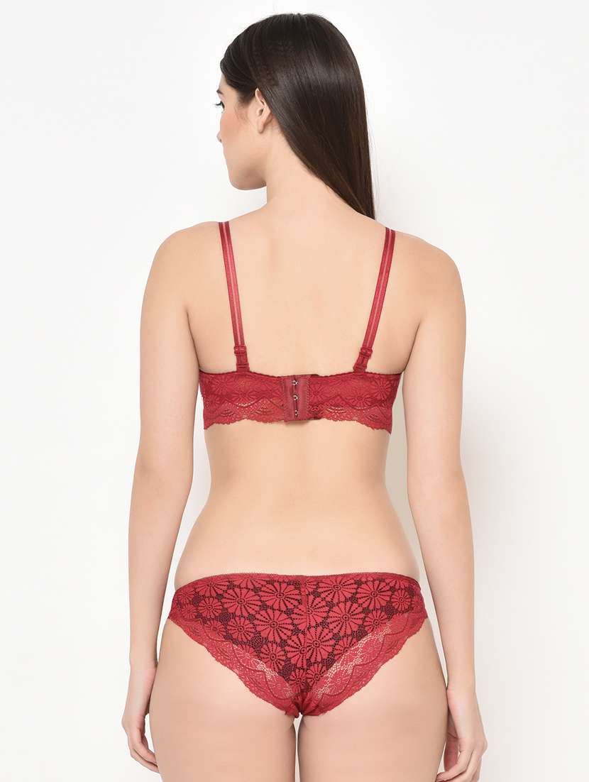 maroon lace bralette and panty set - 16907942 -  Standard Image - 2