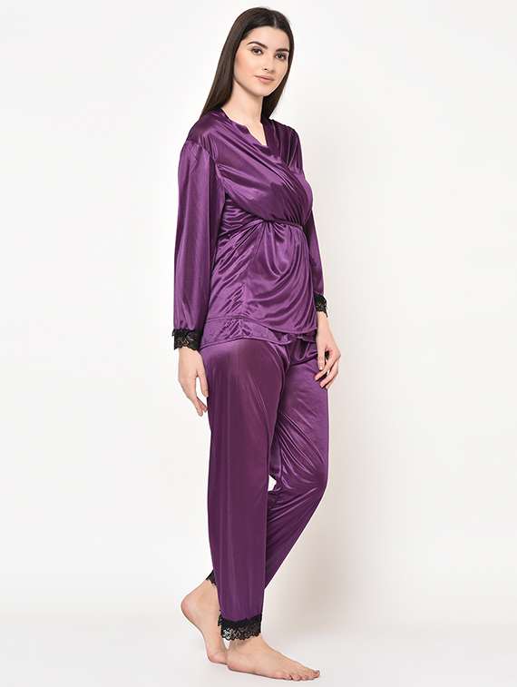 lace detail satin pyjama set  - 16907968 -  Standard Image - 2