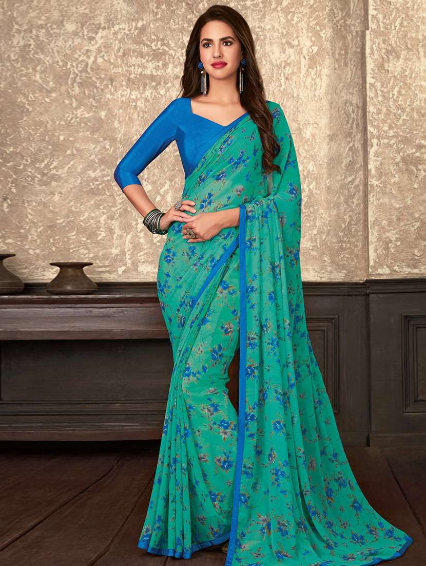 floral printed saree with blouse