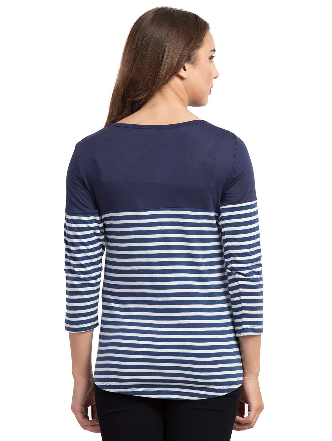 key hole neck striped tee  - 16909782 -  Standard Image - 2