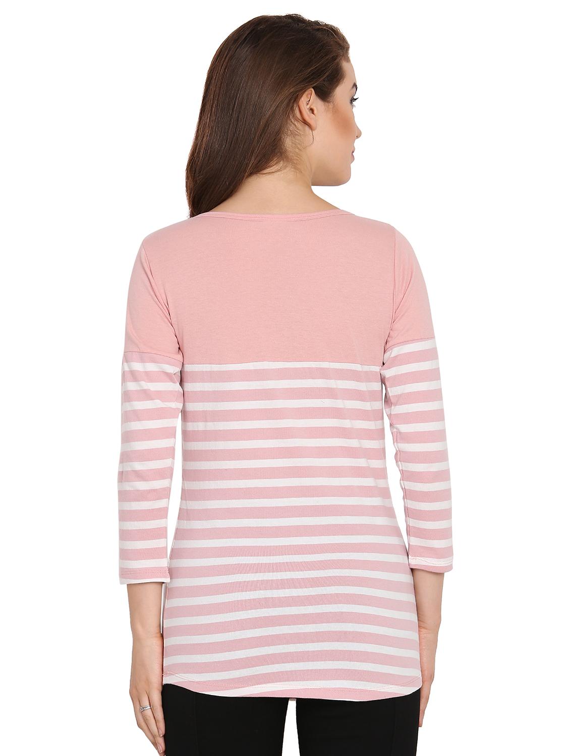 key hole neck striped tee - 16909787 - Standard Image - 2