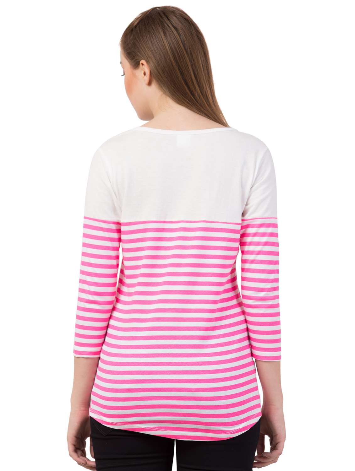 key hole neck striped tee - 16909803 - Standard Image - 2