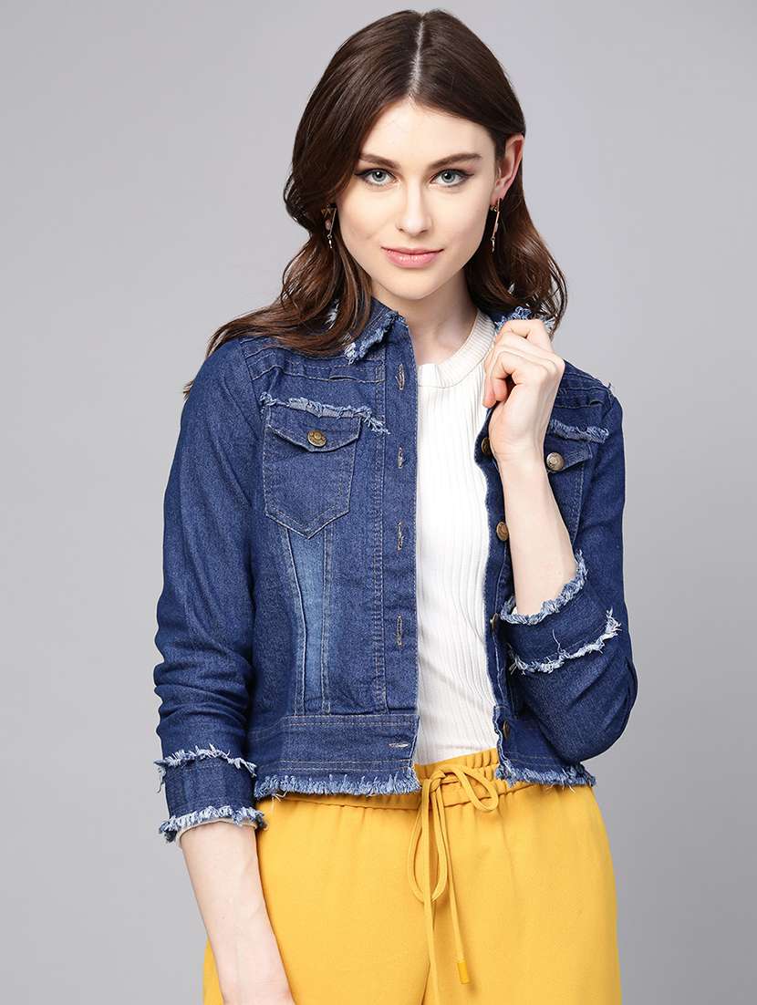 embroidered back frayed jacket 