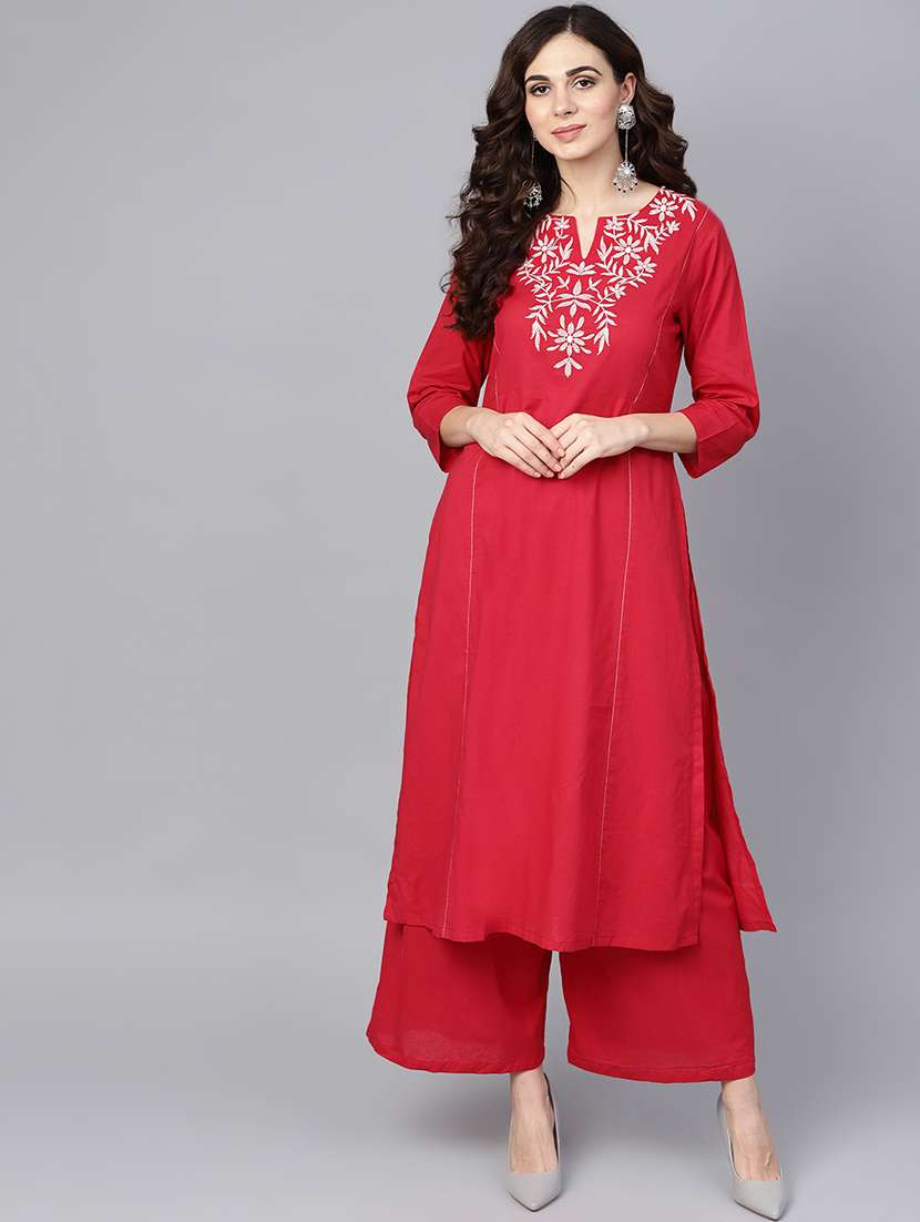 embroidered kurta palazzo set