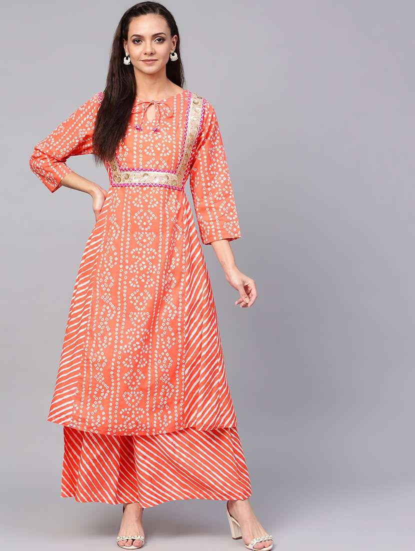 bandhani kurta palazzo set