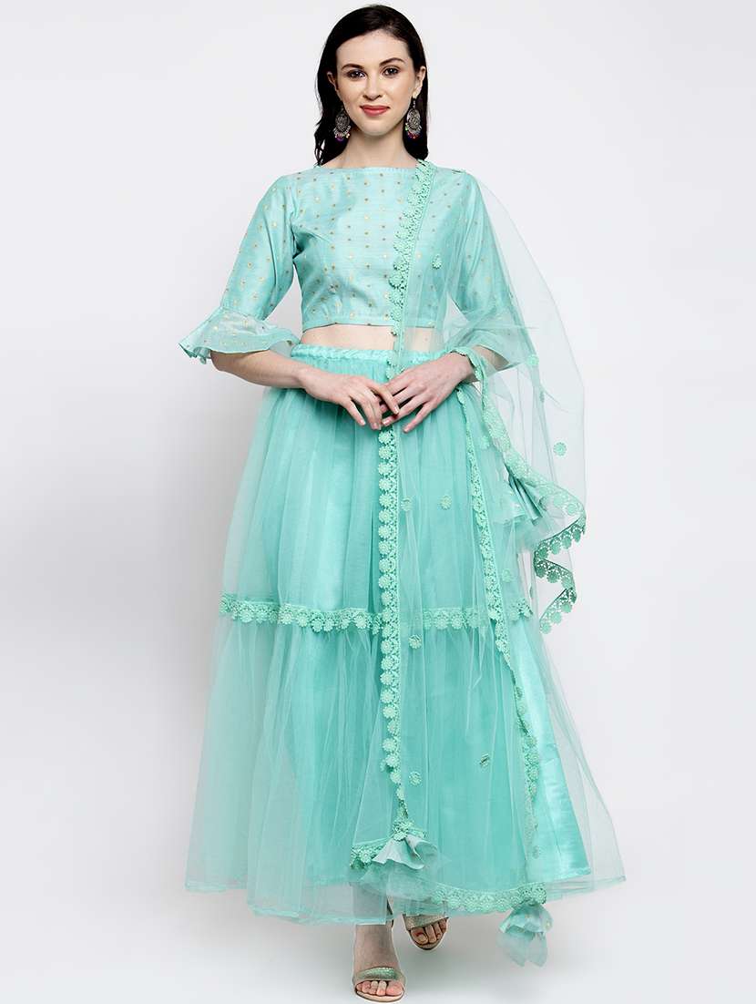 pastel tiered flared lehenga