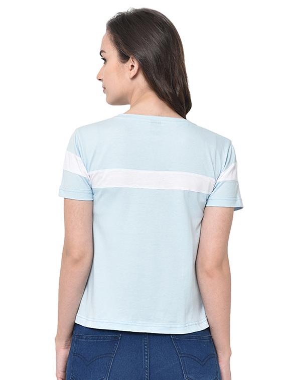 women's color block round neck t-shirt - 16910925 - Standard Image - 2