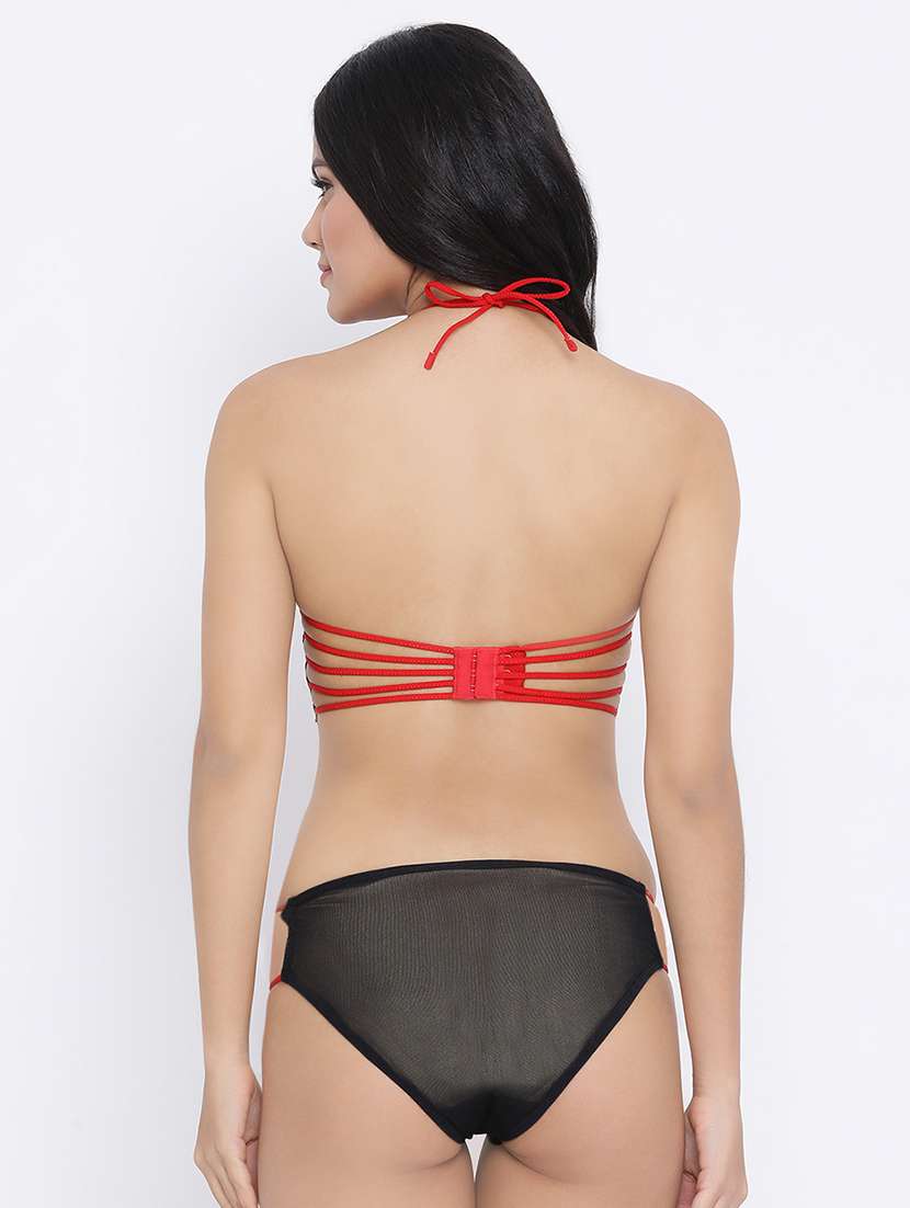 halter neck laced bra and panty set - 16913547 -  Standard Image - 2