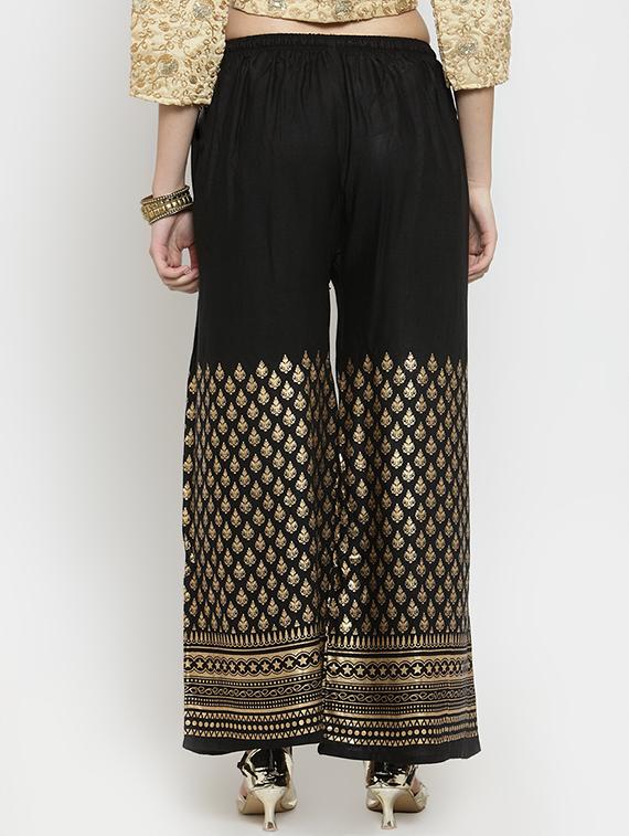 gold print flared palazzo - 16917426 - Standard Image - 2