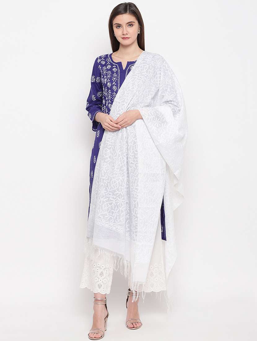 ada hand-embroidered white chikankari dupatta