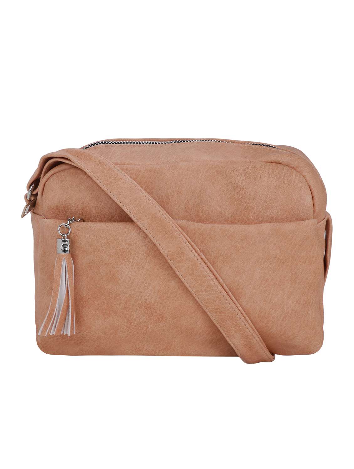 pink leatherette (pu) sling bag