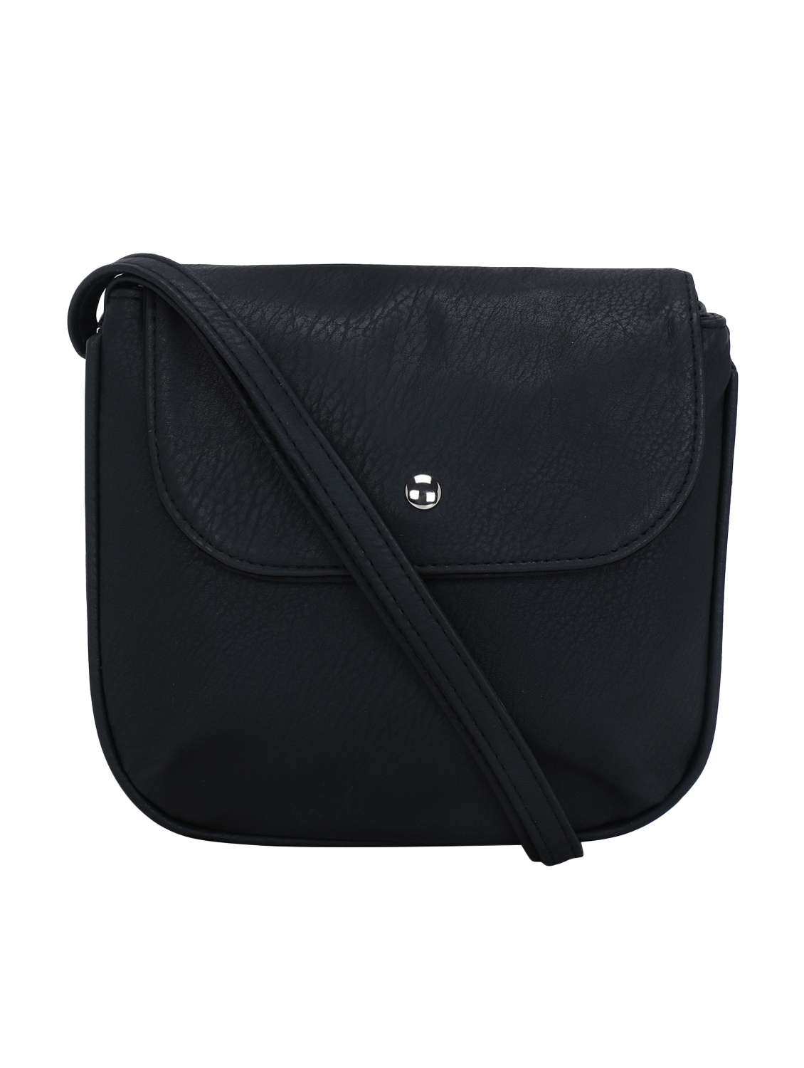 black solid regular sling bag