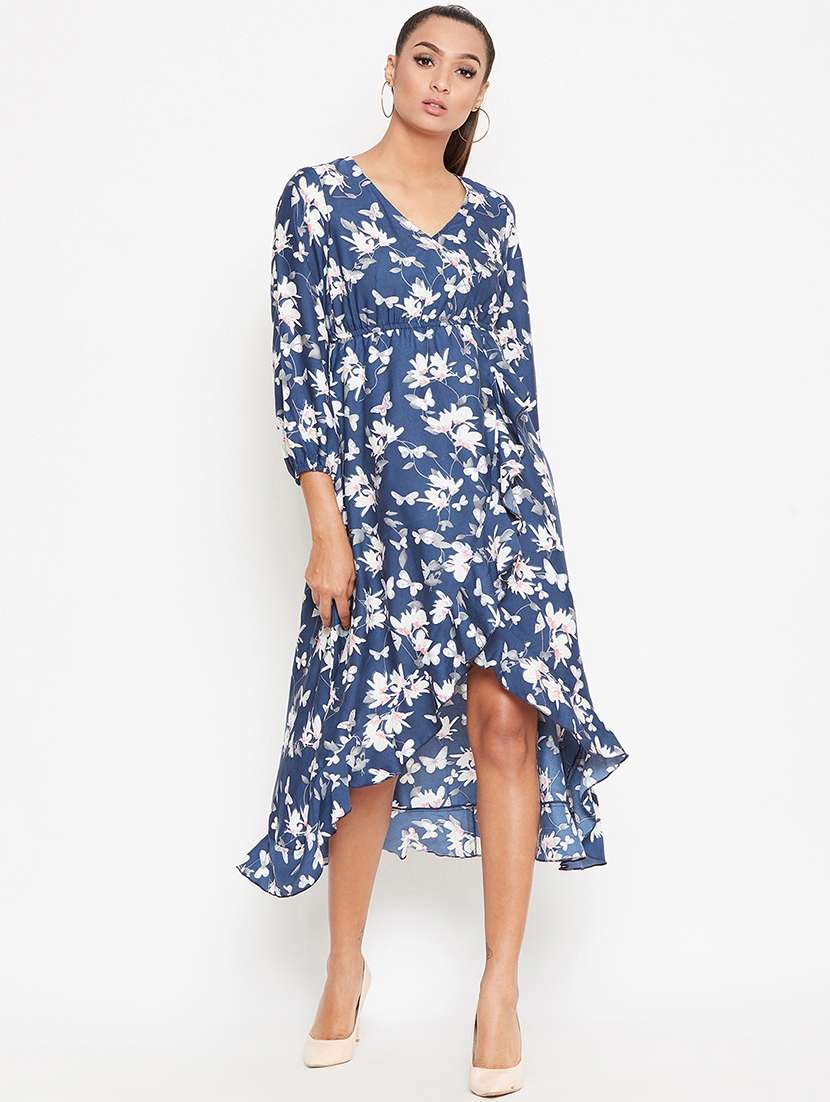 front overlap floral dress 
