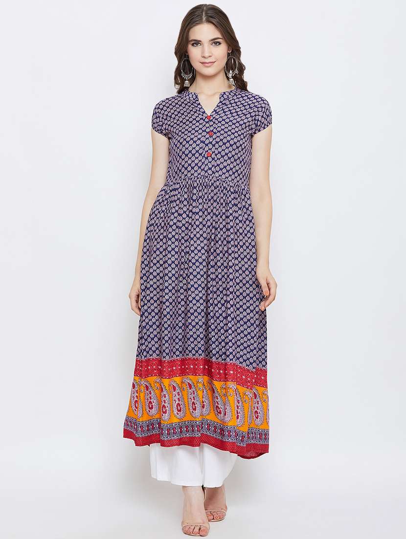printed flared ethnic dress 