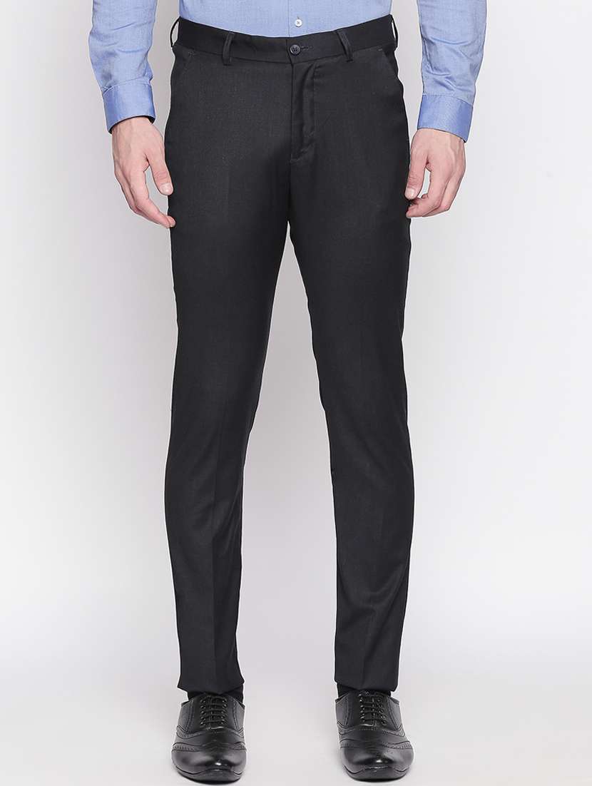 black solid flat front formal trouser