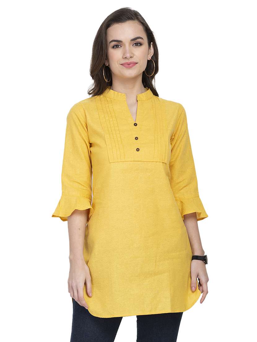 mandarin neck solid straight kurti