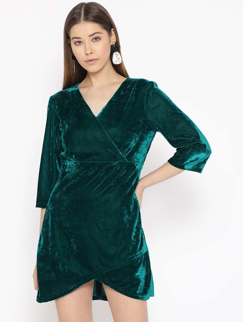 women's wrap solid dress