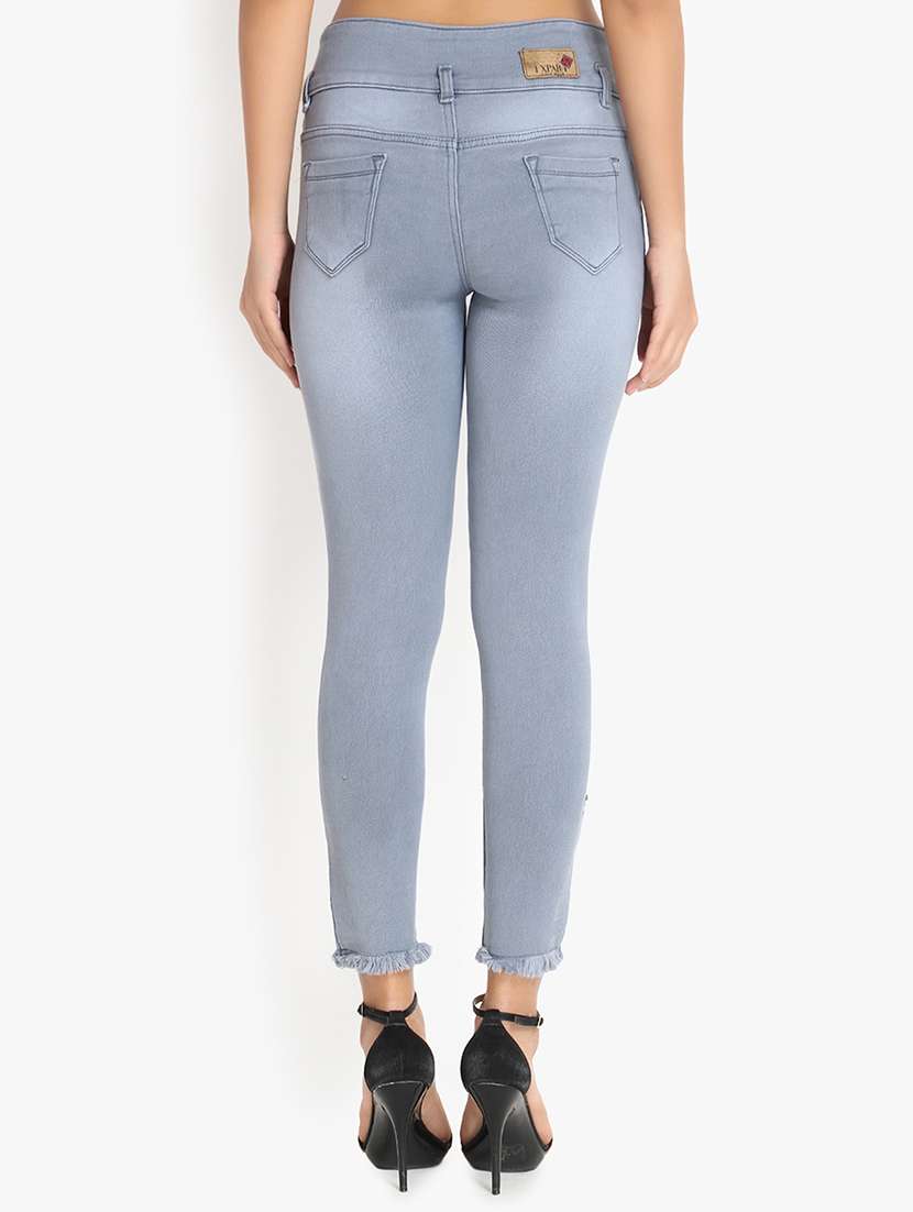 lace up hem stone wash jeans - 16921813 - Standard Image - 2