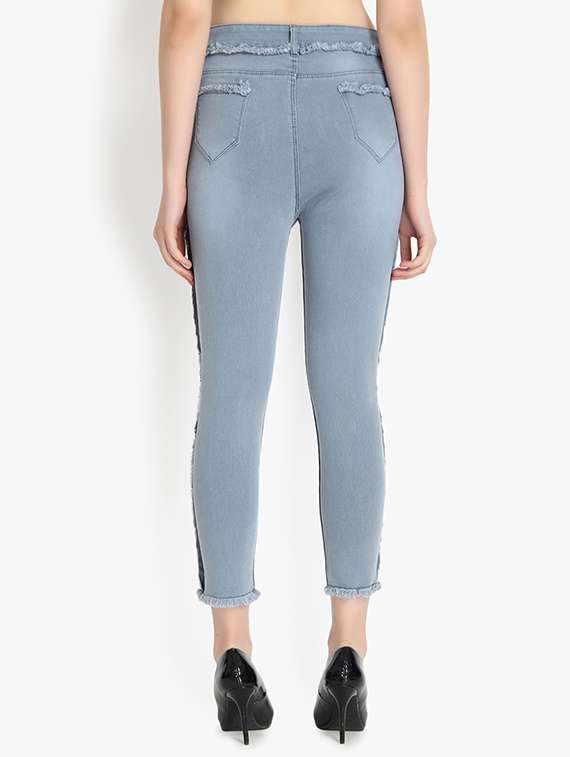 high rise frayed detail jeans  - 16921821 -  Standard Image - 2