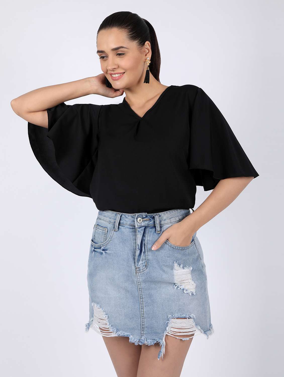flutter sleeved boxy top