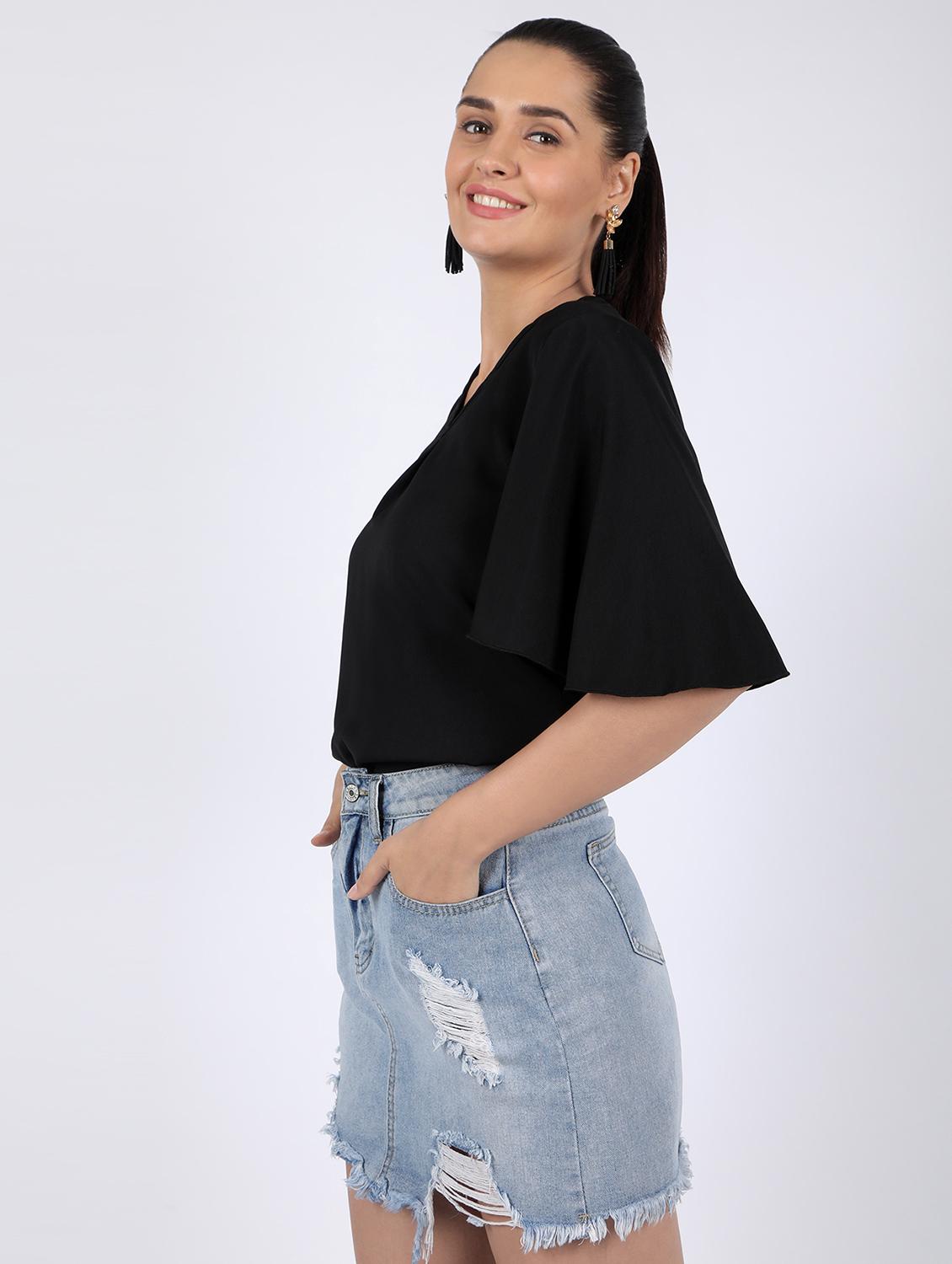 flutter sleeved boxy top - 16922544 - Standard Image - 2