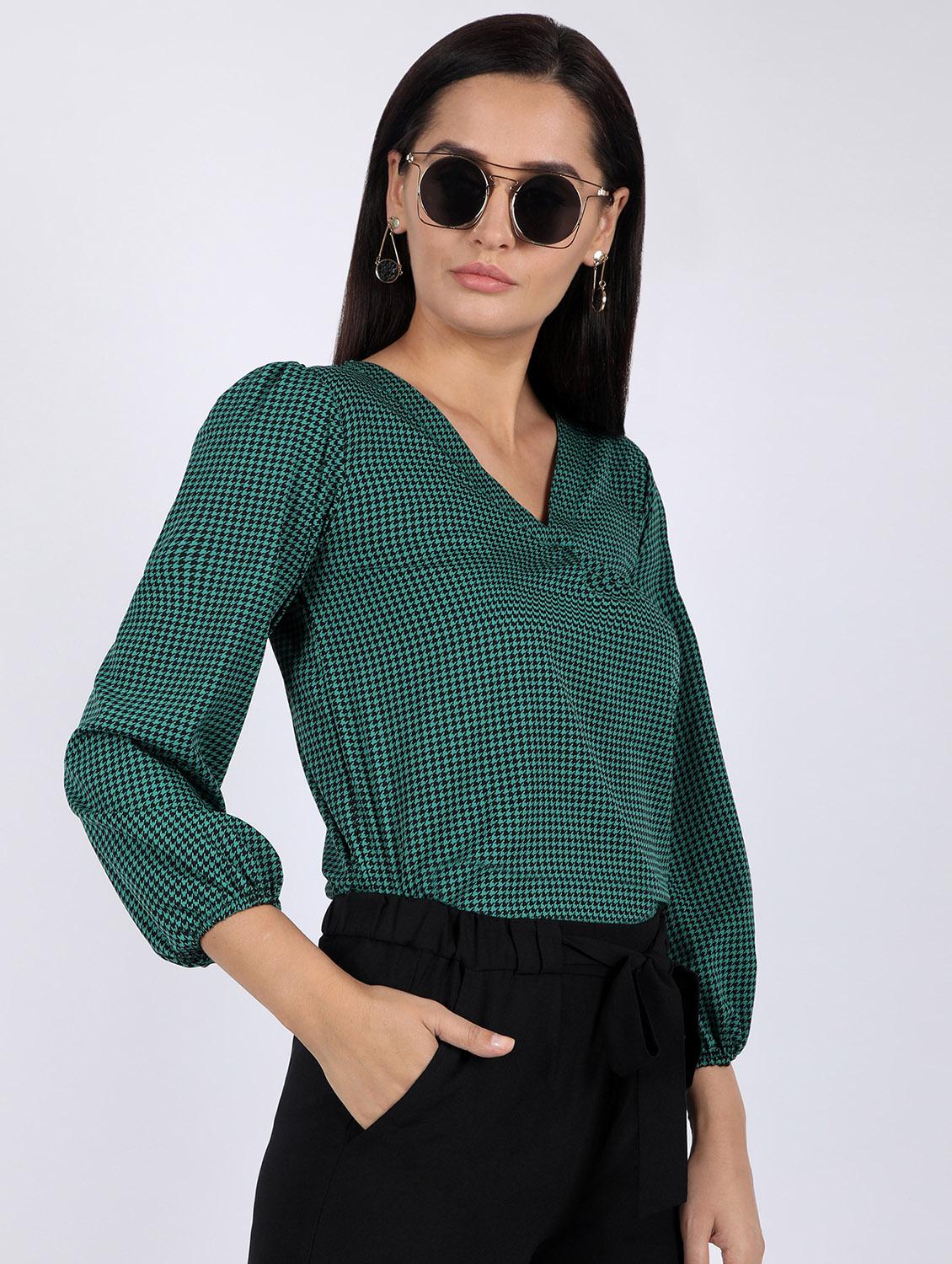 v-neck houndstooth top - 16922548 - Standard Image - 2