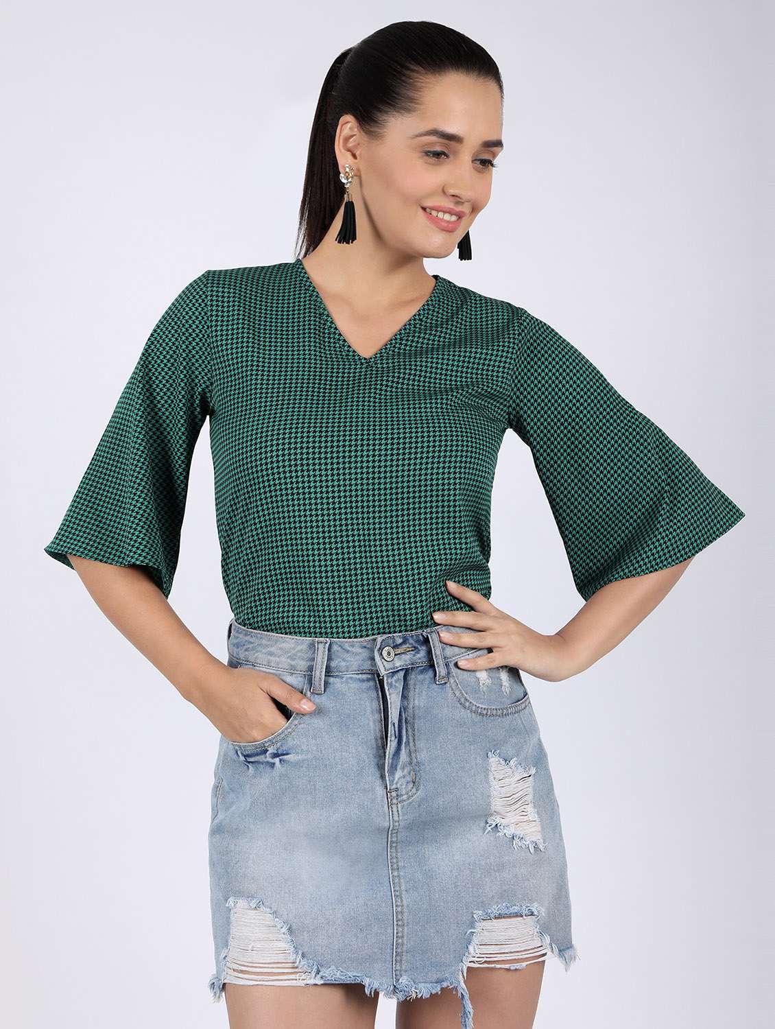 women's straight v neck top - 16922549 -  Zoom Image - 0