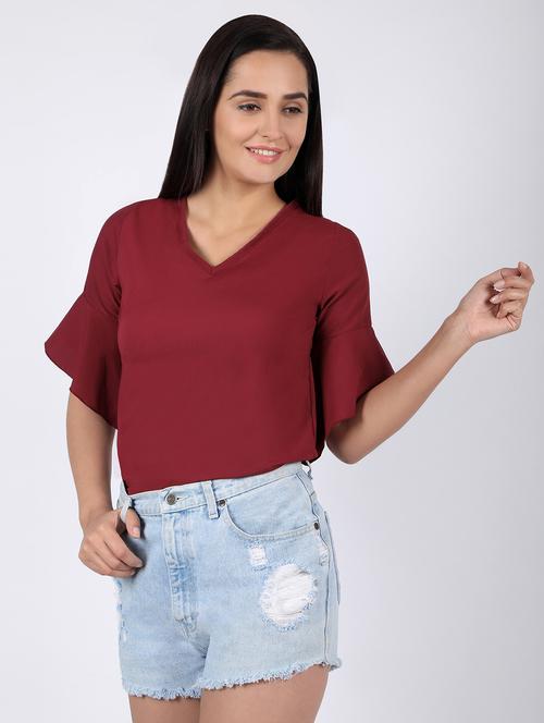 women's straight v neck top - 16922561 - Standard Image - 0