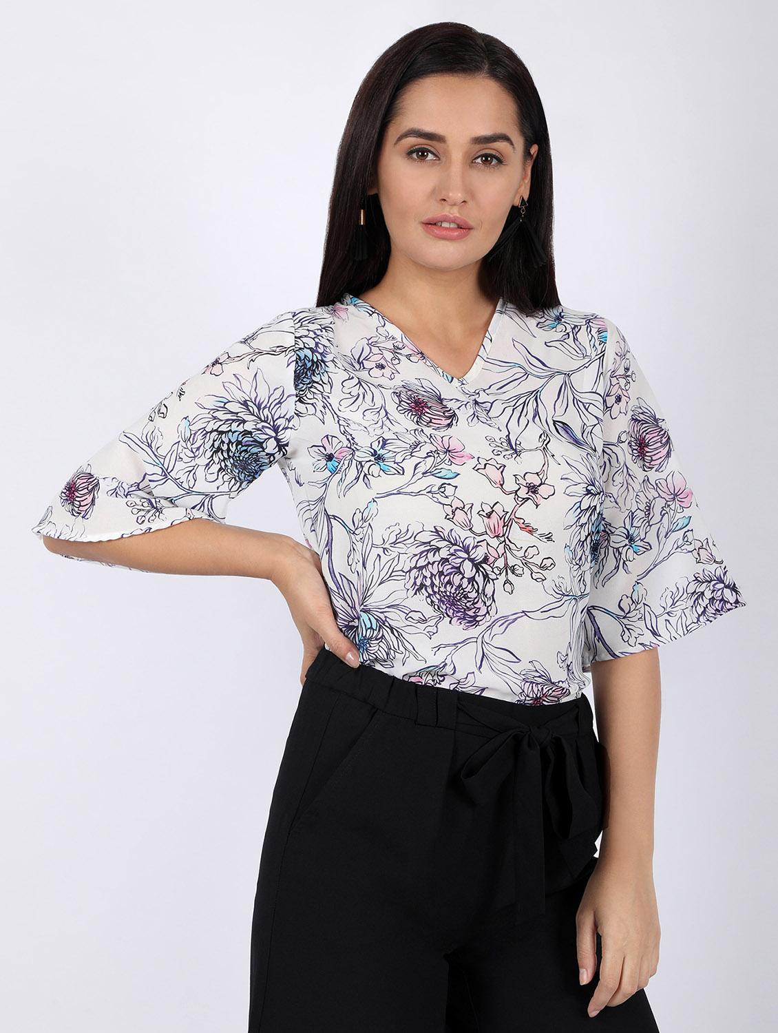 women's straight v neck top - 16922567 -  Zoom Image - 0