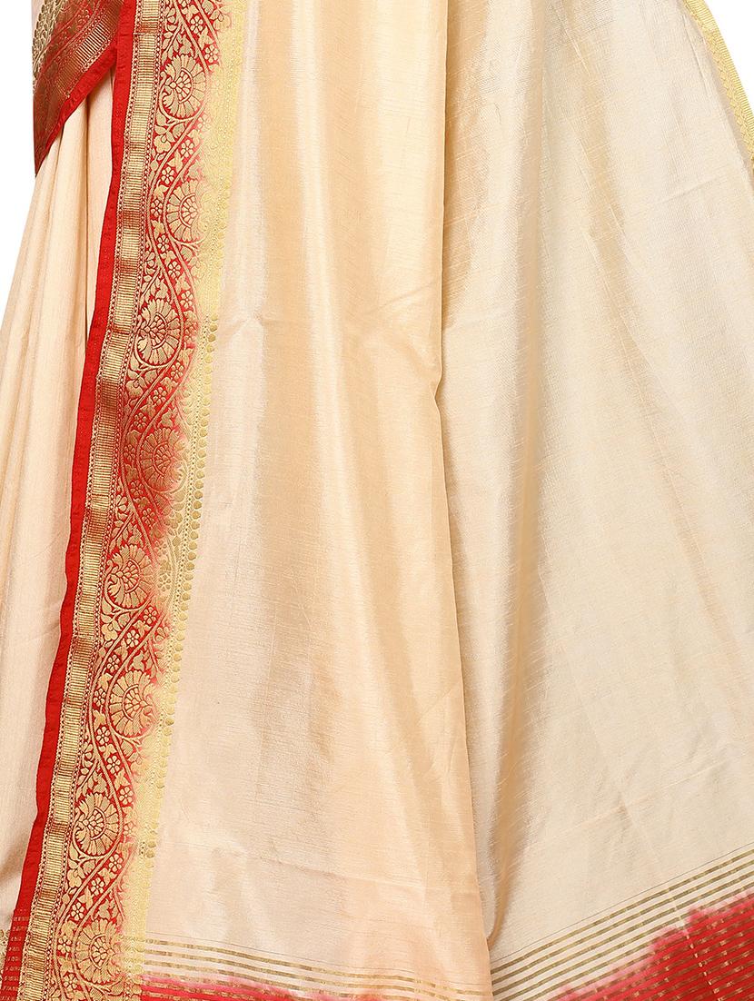 solid bordered banarasi saree with blouse - 16923341 - Standard Image - 2