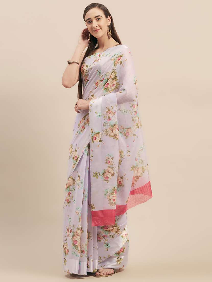 floral printed saree with blouse