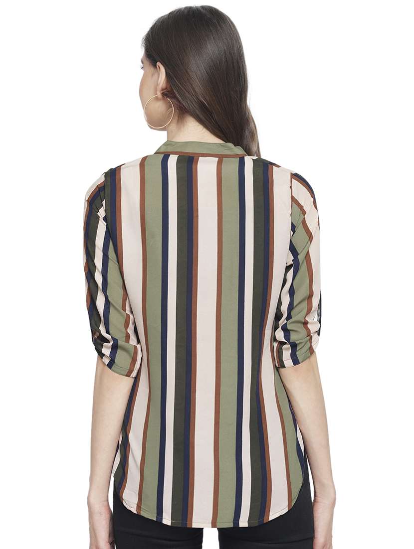 women's straight mandarin neck top - 16923516 - Standard Image - 2