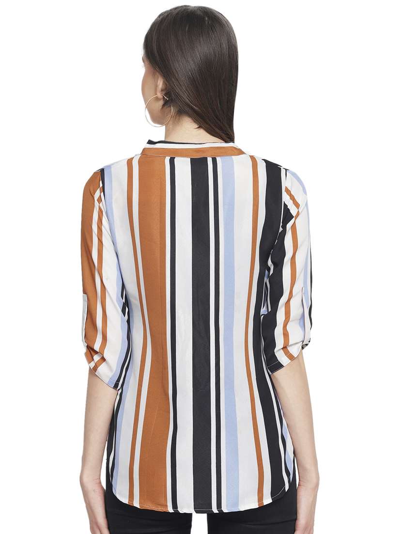 women's straight mandarin neck top - 16923517 - Standard Image - 2