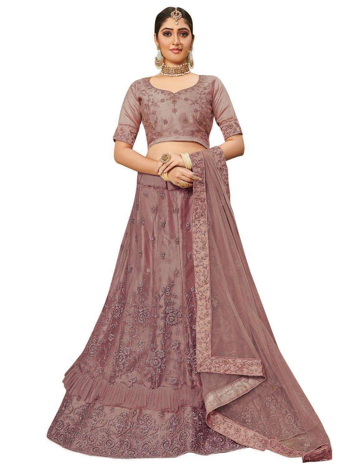 embroidered a-line lehenga