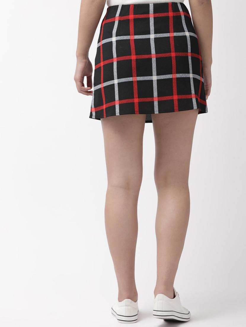 high rise checkered a-line skirt - 16925833 - Standard Image - 2
