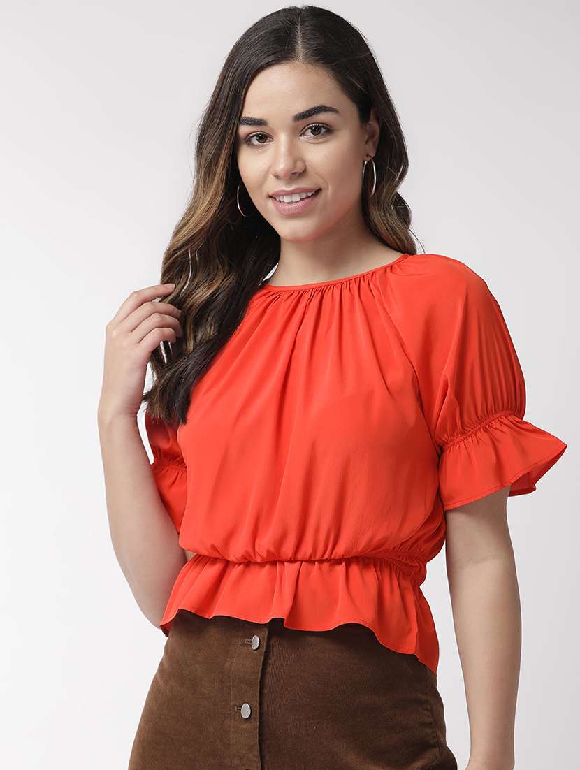 women's peplum round neck top