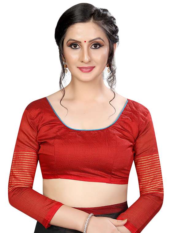 solid bordered woven saree with blouse - 16926898 - Standard Image - 2