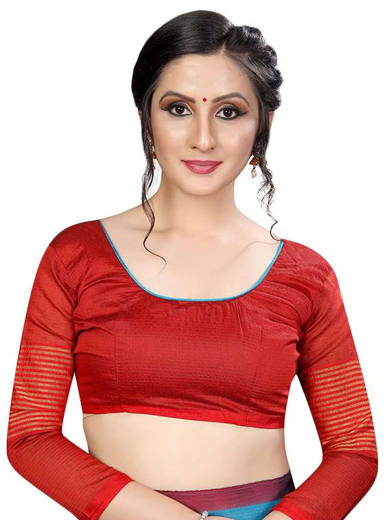 solid bordered woven saree with blouse - 16926902 -  Standard Image - 2