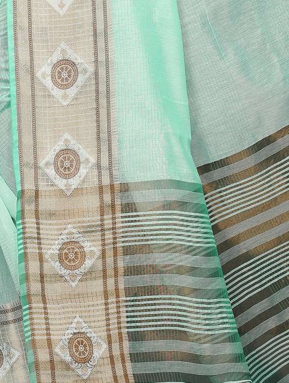 self design chanderi saree with blouse - 16927369 -  Standard Image - 2