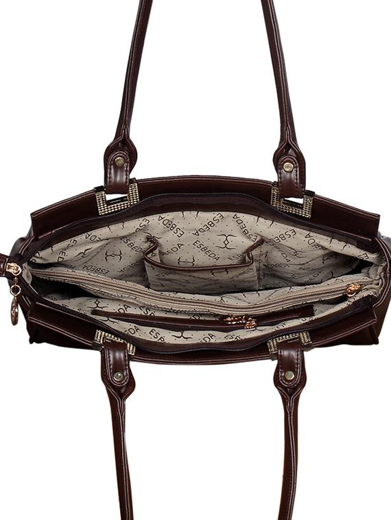 brown leatherette (pu) handbag - 16928452 - Standard Image - 2
