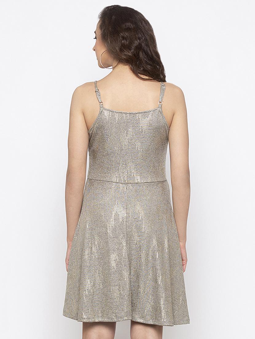 cami neck metallic flared dress - 16929602 - Standard Image - 2