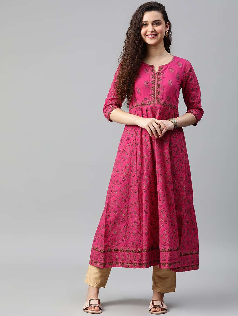 gold print anarkali kurta