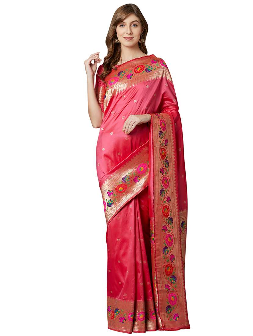 floral woven saree with blouse