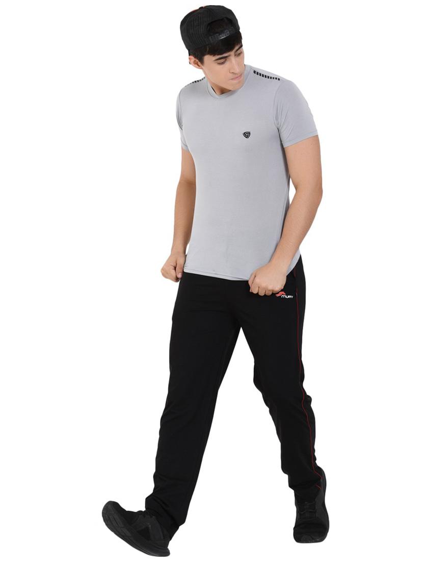 black solid full length track pant - 16933213 - Standard Image - 2