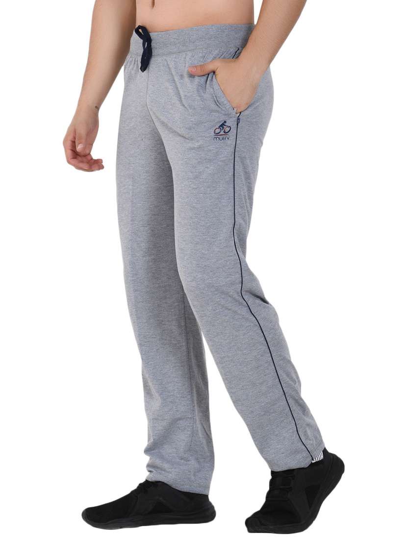 grey solid full length track pant - 16933228 - Zoom Image - 0
