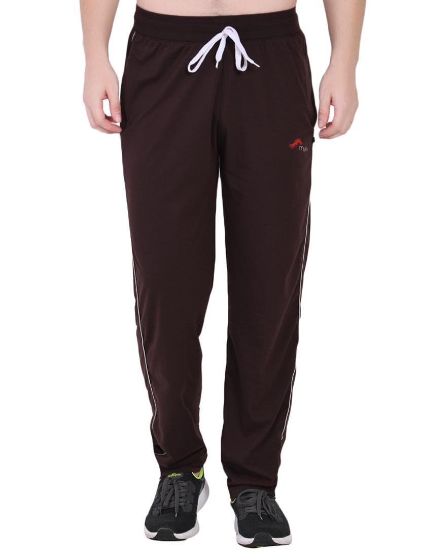 brown solid full length track pant - 16933235 -  Zoom Image - 0
