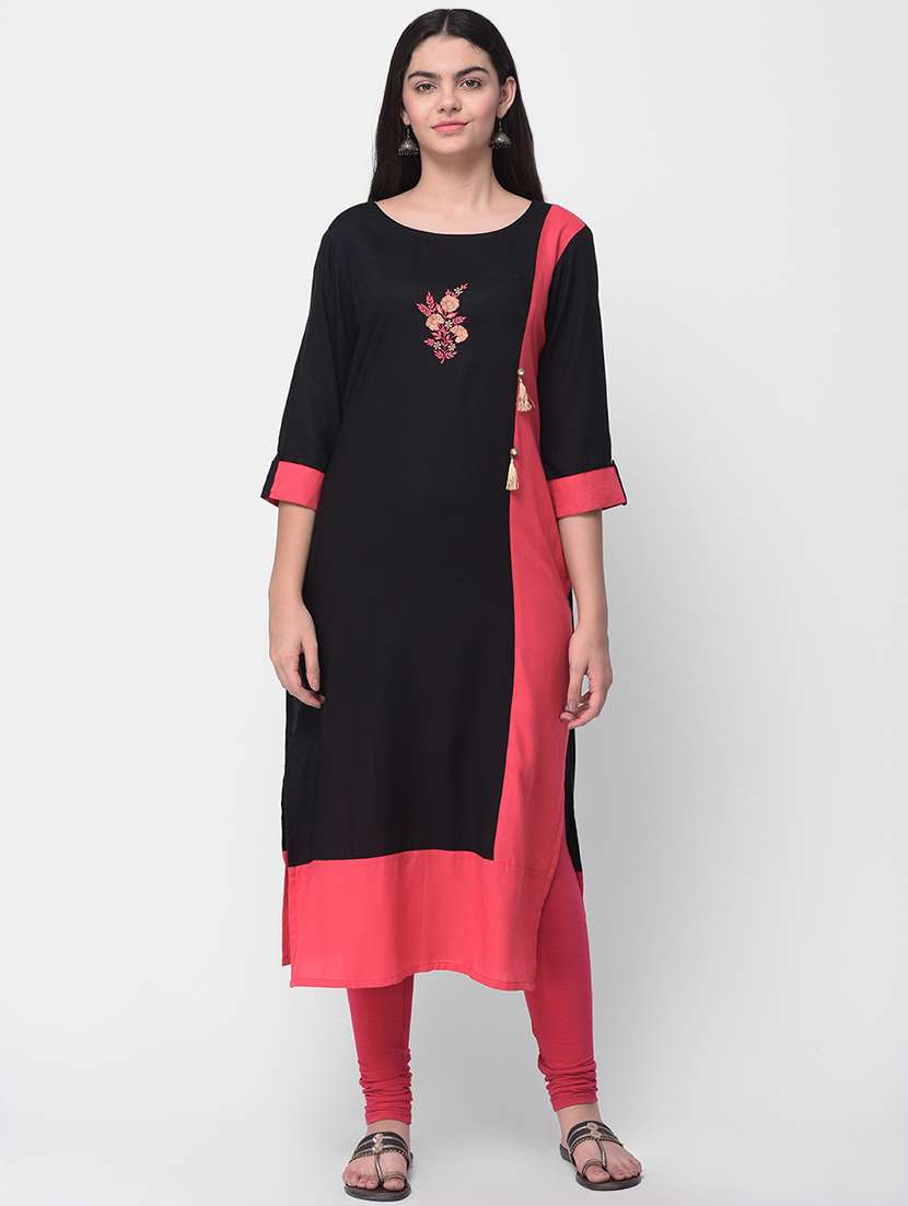 color block straight kurta 