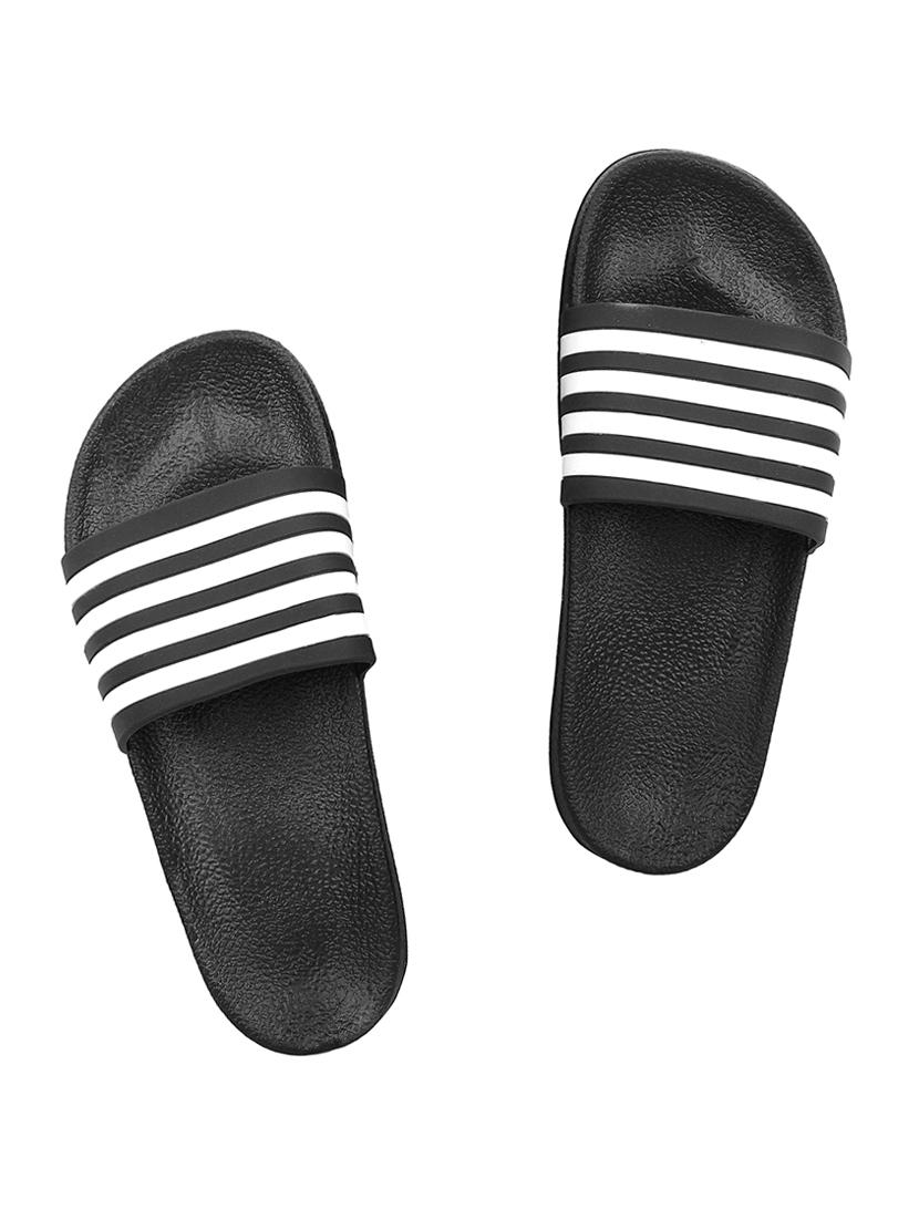 black slip on flip flops