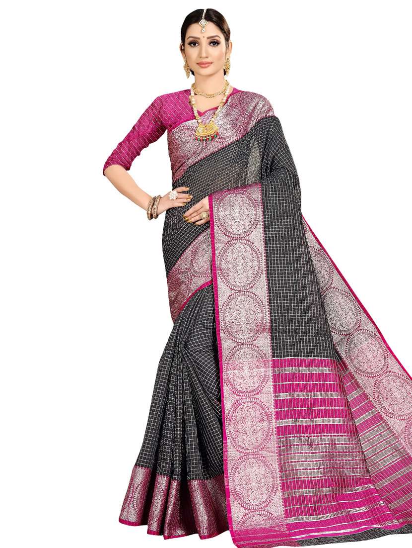 self design woven saree with blouse